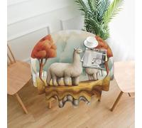 WZYWHJ Mantel decorativo redondo con estampado de alpacas Under The Redwood Trees de 60 pulgadas, se puede lavar y reutilizar para mesa de comedor redonda