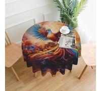 WZYWHJ Mantel largo redondo con estampado de Little Phoenix on the Rainbow antidesbordamiento y resistente a las arrugas, 152 cm