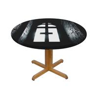 WZYWHJ Mantel redondo con estampado de cruz de iglesia, impermeable, resistente a las arrugas, para decoración de mesa de comedor