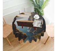 WZYWHJ Mantel redondo largo con diseño de ataúd de madera que cuelga del acantilado, antidesbordamiento y resistente a las arrugas, mantel de comedor de 60 pulgadas