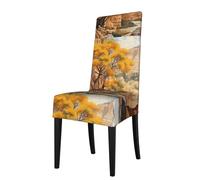 WZYWHJ Maple Trees in The Canyon - Funda de silla desmontable estampada de instalación rápida y fácil mantenimiento, adecuada para respaldos de silla cuadrados