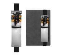 WZYWHJ Marcapáginas de piel con diseño de pingüino negro con gafas, clip elástico para cuadernos y diarios con correa ajustable, capacidad para 2-3 bolígrafos, Black, One Size, Mochila escolar