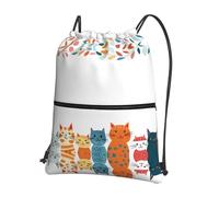 Wzywhj Mochila con cremallera y cordón para impresión de marcos de fotos de gato, para senderismo, camping, yoga, práctica para llevar a diario