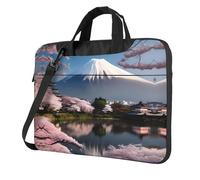 WZYWHJ Monte Fuji - Bolsa para portátil con estampado de principios de primavera, con interior suave, múltiples bolsillos, ideal para hombres, viajes y negocios, Negro, 14 inch