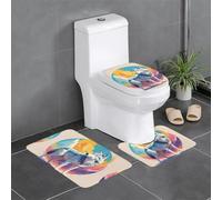 WZYWHJ National Geographic - Juego de 4 alfombrillas de baño con estampado de lobos, antideslizantes, duraderas, fáciles de limpiar, adecuadas para baño e inodoro