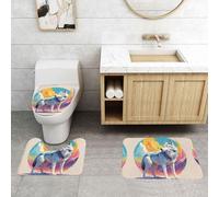 WZYWHJ National Geographic - Juego de 4 alfombrillas de baño de calidad con estampado de lobos, duraderas, fáciles de limpiar, adecuadas para baño e inodoro