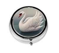 WZYWHJ Nice Swan - Caja de medicina circular con impresión de cisne, portátil de viaje con compartimentos, mini dispensador de píldoras