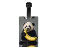 WZYWHJ Panda Eating Banana - Etiqueta de equipaje impresa con pulsera desmontable, gancho de viaje para una identificación cómoda, tamaño de tarjeta de visita ligero y personalizado