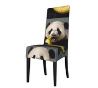 WZYWHJ Panda Eating Banana - Funda de silla desmontable con estampado de plátano de instalación rápida y fácil mantenimiento, adecuada para respaldos de silla cuadrados
