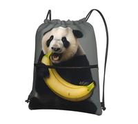 WZYWHJ Panda Eating Banana - Mochila con cremallera y cordón para senderismo, camping, yoga, práctica para llevar a diario