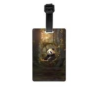 WZYWHJ Panda in The Hanging Basket - Etiqueta de equipaje impresa con pulsera desmontable, gancho de viaje para una identificación cómoda, tamaño de tarjeta de visita ligero y personalizado