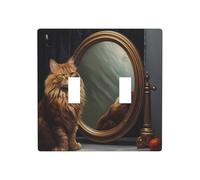 WZYWHJ Panel termoplástico con diseño de gato mirando en el espejo, para cubierta de interruptor, placa frontal decorativa de pared que no se daña fácilmente