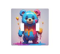 WZYWHJ Panel termoplástico con impresión de oso de pintura goteante para cubierta de interruptor, placa frontal decorativa de pared que no se daña fácilmente