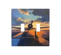 WZYWHJ Panel termoplástico con patrón de avión al atardecer para cubierta de interruptor, placa frontal decorativa de pared que no se daña fácilmente
