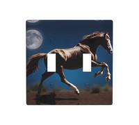 WZYWHJ Panel termoplástico con patrón de caballo bajo la luna para cubierta de interruptor, placa frontal decorativa de pared que no se daña fácilmente