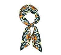 WZYWHJ Pañuelo de seda de tiras largas con estampado de cabeza de tigre para mujer, pañuelo de satén suave y sedoso