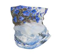 WZYWHJ Pañuelo deportivo multifuncional con diseño de flores azules bajo la montaña de nieve
