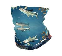WZYWHJ Pañuelo deportivo multifuncional con diseño de tiburones bajo el mar, diadema, máscara facial, pulsera