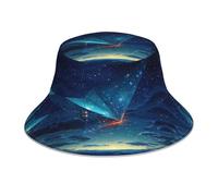 WZYWHJ Paper Plane in The Starry Sky - Sombrero de pescador con estampado de doble cara, reflectante de doble cara, para viajes al aire libre, verano, playa, color negro