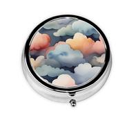 WZYWHJ - Pastillero redondo pequeño y portátil con diseño de nubes de colores fantásticos, pequeño y portátil con particiones para almacenamiento de medicamentos para viajes y uso diario