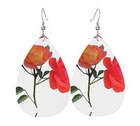 WZYWHJ Pendientes bicolor con diseño de flor de luna y gotas de agua, pendientes de cuero, artículos de moda para mujer