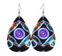 WZYWHJ Pendientes con colgante de gota de agua con estampado de estrellas cósmicas, aretes de cuero, artículos de moda para mujer