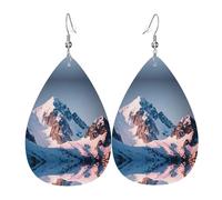 WZYWHJ Pendientes con colgante de gota de agua con estampado de montaña nevada, pendientes de cuero, artículos de moda para mujer