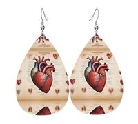 WZYWHJ Pendientes con colgante de gota de agua, diseño de corazón de anatomía humana, aretes de cuero, artículos de moda para mujer