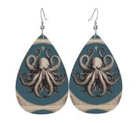 WZYWHJ Pendientes de piel con diseño de gotas de agua con estampado nórdico de Kraken, artículos de moda para mujer
