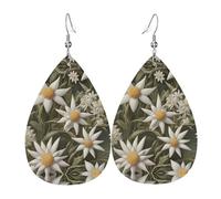WZYWHJ Pendientes de piel con diseño de gotas de agua con estampados nórdicos de Edelweiss