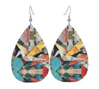 WZYWHJ Pendientes de piel con diseño de gotas de agua con impresiones artísticas de origami, artículos de moda para mujer