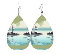 WZYWHJ Pendientes de piel con diseño de gotas de agua, diseño de lagos tranquilos