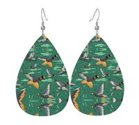 WZYWHJ Pendientes de piel con diseño de patos salvajes voladores de caza, diseño de gotas de agua, artículos de moda para mujer