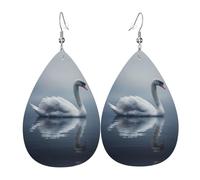 WZYWHJ Pendientes de piel para mujer, diseño de cisne en el agua, colgante simple de gotas de agua, regalo de vacaciones de moda