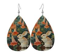 WZYWHJ Pendientes de piel para mujer, diseño de conejo bajo la gloria de la mañana, colgante simple de gotas de agua, regalo de vacaciones de moda