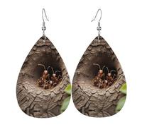 WZYWHJ Pendientes de piel para mujer, diseño de hormigas en agujero de árbol, colgante simple de gota de agua, regalo de vacaciones de moda