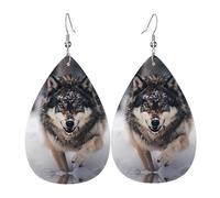 WZYWHJ Pendientes de piel para mujer, diseño de lobos, colgante simple de gotas de agua, regalo de vacaciones de moda