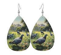 WZYWHJ Pendientes de piel para mujer, diseño de palomas en la hierba, colgante simple de gotas de agua, regalo de vacaciones de moda