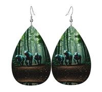 WZYWHJ Pendientes de piel para mujer, diseño de tres dinosaurios, colgante simple de gotas de agua, regalo de vacaciones de moda