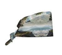 WZYWHJ Pequeño árbol en la montaña, sombrero de trabajo para limpieza de imágenes, banda para el sudor, adecuado para hombres y mujeres, correa elástica ajustable, color negro