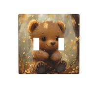 WZYWHJ Pequeño oso bajo el patrón de hojas brillantes, panel termoplástico para cubierta de interruptor, placa frontal decorativa de pared que no se daña fácilmente
