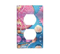 WZYWHJ Placa decorativa de pared de doble enchufe, fácil de instalar, ideal para zonas residenciales y comerciales de 4.5 x 2.76 pulgadas en impresión de conchas brillantes