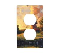 WZYWHJ Placa decorativa de pared de doble enchufe, fácil de instalar, ideal para zonas residenciales y comerciales de 4.5 x 2.76 pulgadas en el molino de viento en el pastizal impreso