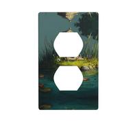 WZYWHJ Placa decorativa de pared de doble enchufe, fácil de instalar, ideal para zonas residenciales y comerciales de 11.4 x 7.9 cm en Little Tiger in the Pavilion Impreso