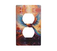 WZYWHJ Placa decorativa de pared de doble enchufe, fácil de instalar, ideal para zonas residenciales y comerciales de 4.5 x 2.76 pulgadas en Little Phoenix on the Rainbow Printed