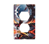 WZYWHJ Placa decorativa de pared de doble enchufe, fácil de instalar, ideal para zonas residenciales y comerciales de 4.5 x 2.76 pulgadas con doble dragón impreso