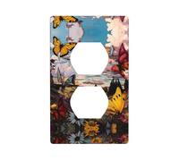 WZYWHJ Placa decorativa de pared de doble enchufe, fácil de instalar, ideal para zonas residenciales y comerciales de 4.5 x 2.76 pulgadas en impresión de mariposas en el valle