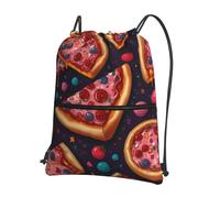 WZYWHJ Planet Color - Mochila con cremallera y cordón para impresión de pizza, color rosa, para senderismo, camping, yoga, práctica para llevar a diario