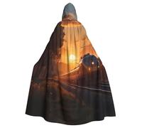WZYWHJ Poncho con capucha para hombre y mujer, diseño de tren al atardecer, para fiestas de Halloween