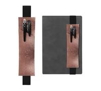 WZYWHJ - Portalápices de cuero negro con impresiones de purpurina sintética de oro rosa, diseño de banda elástica de cuero de PVC de alta calidad para cuadernos, diarios y planificadores